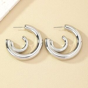 Spiral Sculptural Hoop Earrings, Modern Design, Polished Finish