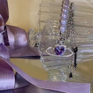 Lavender Love Planet Pearls Necklace For Women, Lightweight And Comfortable Jewellery