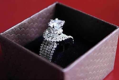 Glittering Empress AD Cocktail Ring, Unique Wide Band with Sparkling Details, Glittering Empress AD Cocktail Ring, Wedding Jewellery - Image 4