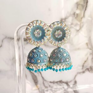 Elegance Jhumka Earrings, Traditional Jhumka Earrings for Women (Blue)