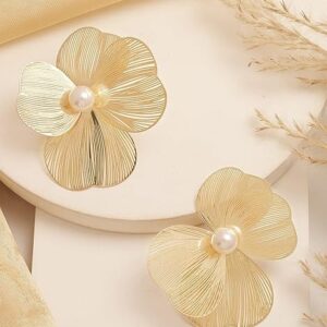 Pearl Fusion Hoop Earrings, Premium Finishing with Delicate Pearls, Classic Design (Gold)