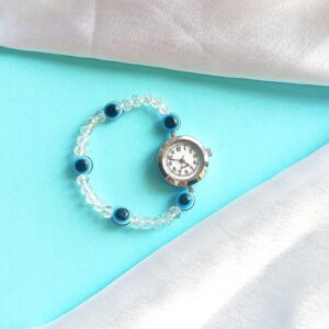 Evil Eye Crystal Beaded Watch Bracelet, Handmade Charm Design, Bohemian Style