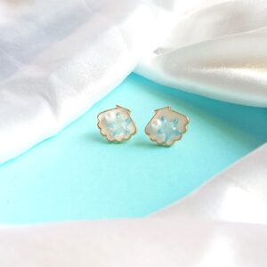 Ocean's Embrace Starfish Pearl Earrings, Gold-Accented Seashell Design, Lightweight and stylish (blue)
