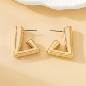 Geometric Triangle Drop Earrings, Gold, Modern Statement Jewellery