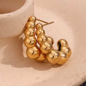 Gleaming Orb Hoop Earrings, Spherical Beaded Cluster, Statement Jewellery