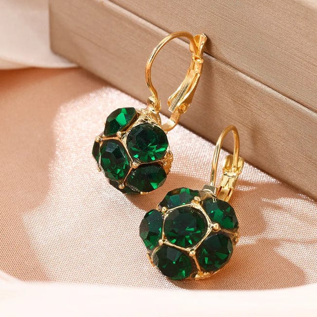 Emerald Cluster Statement Earrings, Sparkle Drop Design, Special Occasion Jewellery - Image 3