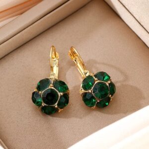 Emerald Cluster Statement Earrings, Sparkle Drop Design, Special Occasion Jewellery