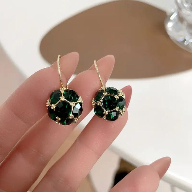 Emerald Cluster Statement Earrings, Sparkle Drop Design, Special Occasion Jewellery - Image 4