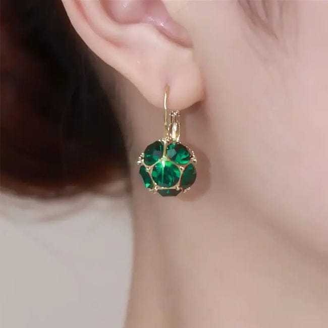Emerald Cluster Statement Earrings, Sparkle Drop Design, Special Occasion Jewellery - Image 5