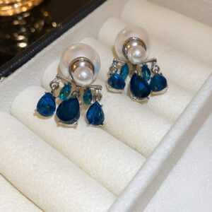 Oceanic Crystal Elegance Earrings, Cascading Design, Statement Jewellery