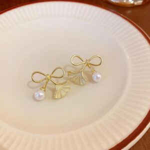 Seashell Serenity Earrings For Women, Gold Coastal Design (White)