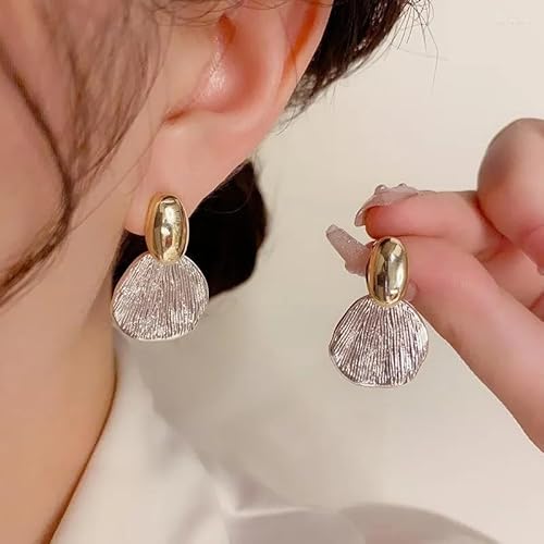 Metal Shell Earrings, Gold and Silver, Lightweight Fashion Jewellery - Image 2