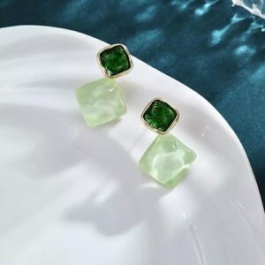 Candy Colours Oil Dripping Acrylic Earrings, Lightweight Fashion Jewellery for Women (Green)