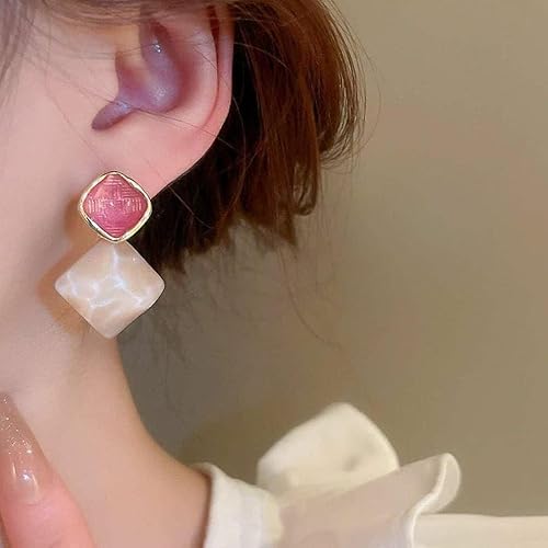 Candy Colours Oil Dripping Acrylic Earrings, Lightweight Fashion Jewellery for Women (Pink) - Image 3