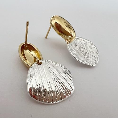 Metal Shell Earrings, Gold and Silver, Lightweight Fashion Jewellery - Image 4