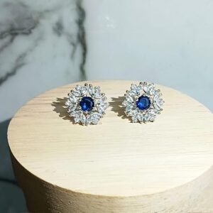 Sapphire Snowflake AD Stud Earrings, Stylish Fashion Jewellery for Women (Blue)