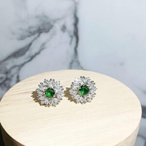 Sapphire Snowflake AD Stud Earrings, Stylish Fashion Jewellery for Women (Green)