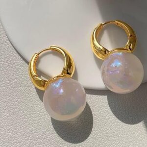 Moon Pearl Hoop Earrings for Women, Versatile Accessory, Timeless Design