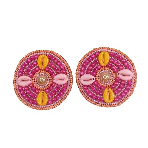 Multicolour Circular Beaded Earrings, Handmade and Lightweight