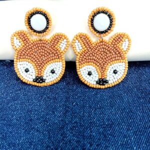 Fox Design Statement Earrings, Handmade and Lightwaigh