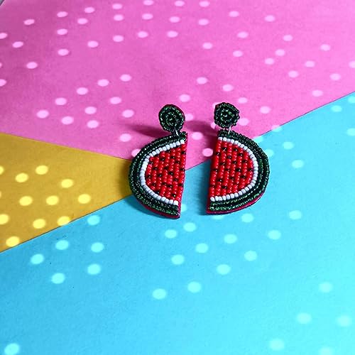 Watermelon Statement Earrings, Handmade and Lightweight - Image 2
